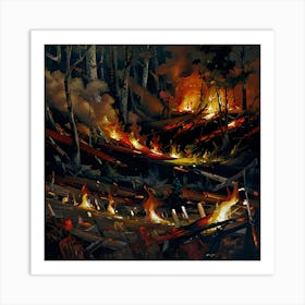 Fire In The Woods Art Print