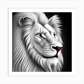 Beautiful White Lion Profile Art Print