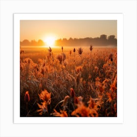 Sunrise Over A Field Art Print