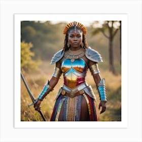 Woman In Armor Art Print