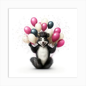 Raccoon With Balloons 2 Art Print