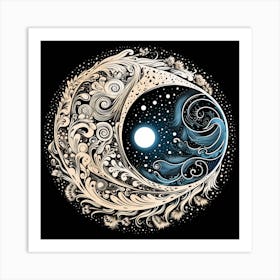 Moon And Stars 9 Art Print