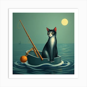 Cat In A Boat Art Print