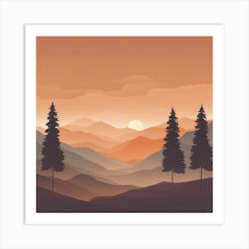 Misty mountains background in orange tone 85 Art Print