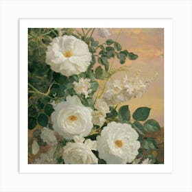 White Roses Art Print