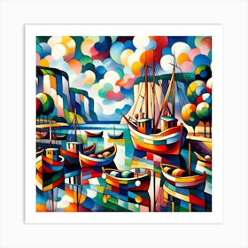 Boats In The Harbor Art Print