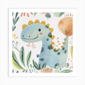 Cute Spiky Pattern Dinosaur 2 Art Print