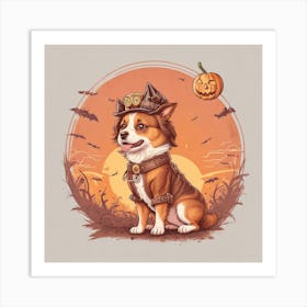 Halloween Corgi Art Print