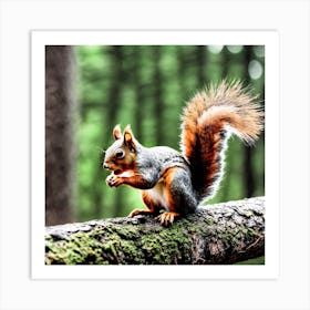 Squirrel In The Forest 100 Art Print