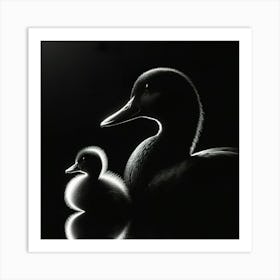 Mother Duck And Baby Duck Art Print