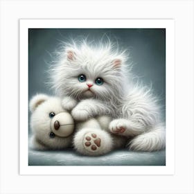 Kitty Cuddle Art Print