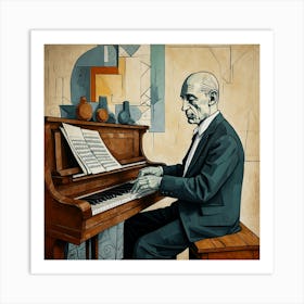 Default Classic Pianist Artwork Picasso Style Drawing 2 (1) Art Print