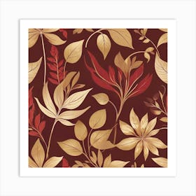 Burgundy Leaves Art Print