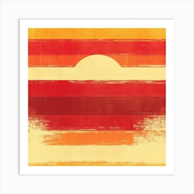 Retro Inspired Sunset Background Art Print