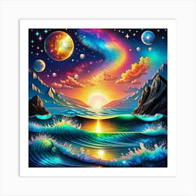 Cosmic Crystal Ocean Art Print