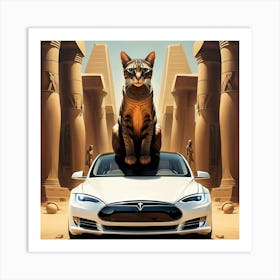 A painting of a Tesla car in the era of the Pharaohs
CAT Art Print