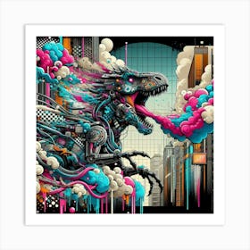 Cyborg Dinosaur Art Print