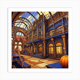 Steampunk Resort Reception Cubism Style Art Print