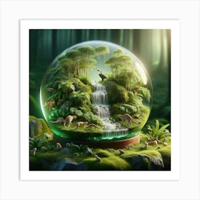 Glass Globe In The Forest Art Print