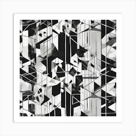 Abstract Geometric Patterns In Monochrome 6 Art Print