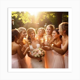 Bridesmaids Toasting Champagne Art Print