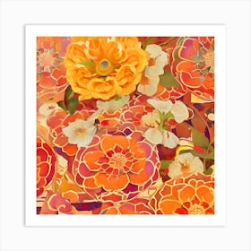 Orange And Yellow Flowers Art Print
