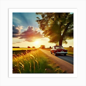 Sunset On A Country Road Art Print