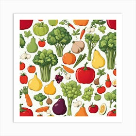 Seamless Pattern Of Vegetables Art Print