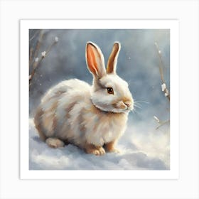 Rabbit In The Snow Art Print