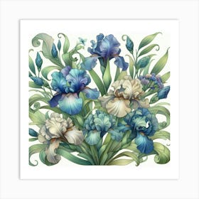 Blueflowers, watercolour Art Print