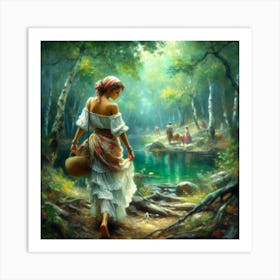 Girl In The Woods18 Art Print