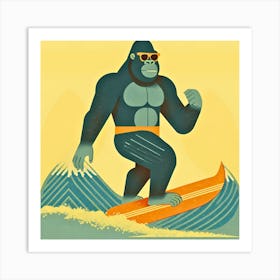 Gorilla Surfboarding Art Print