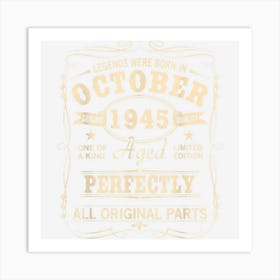 Vintage October 1945 Birthday Art Print