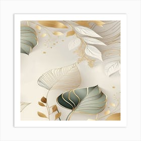 Gold Leaves Background Art Print