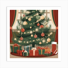 An Illustration Of A Decorated Christmas Df 10uipt3i0pxx9fricaa 8uxdptqmqasnn98m2hnyng Art Print