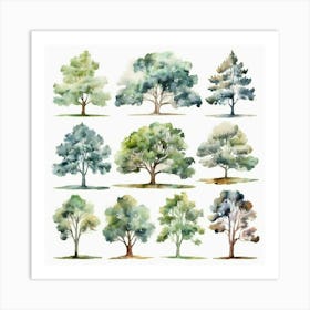 Watercolor Trees Art Print