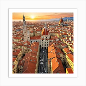 Florence, Italy Cubism Style Art Print