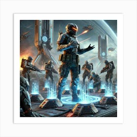 A Sci Fi Scene Showcasing Ryn Talvek Defensive Tactics Art Print