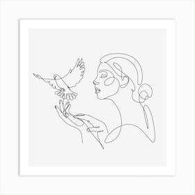 Dove In Flight One Line Art Print