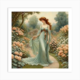 Lady In A Garden 2 Art Print