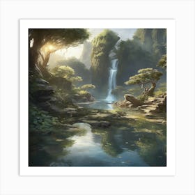 Waterfall In The Forest 2 Art Print