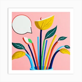 Flower Vase With Speech Bubble Art Print