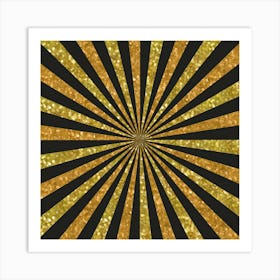 Gold Glitter Sunburst Background 07 Art Print