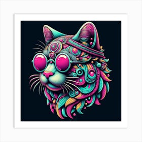 Psychedelic Cat 2 Art Print