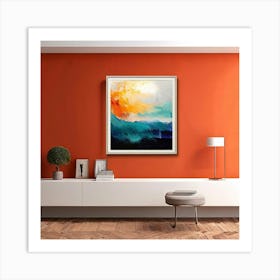 Mock Up Canvas Framed Art Gallery Wall Mounted Textured Print Abstract Landscape Portrait (3) Art Print