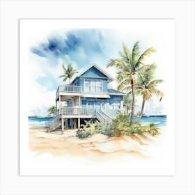 Watercolor Of A Beach House Art Print