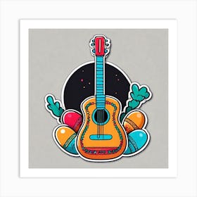 Guitar And Cactus Art Print