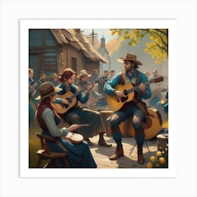 Folk Music Gathering Art Print