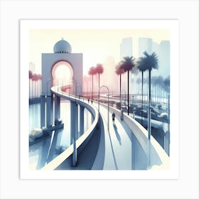 Cityscape With Palm Trees Art Print