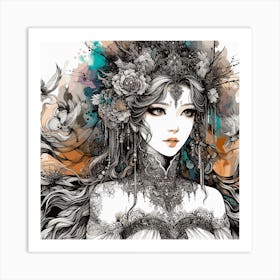 Girl With Long Hair Art Print